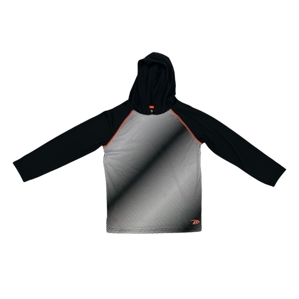 Pro Player Black White Orange Geometric Hoodie Shirt Size 10/12 Boy’s